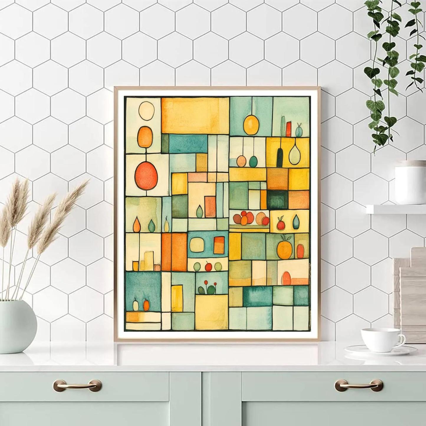 Paul Klee Inspired Market Map Pattern paint by color