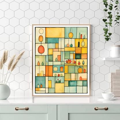 Paul Klee Inspired Market Map Pattern paint by color