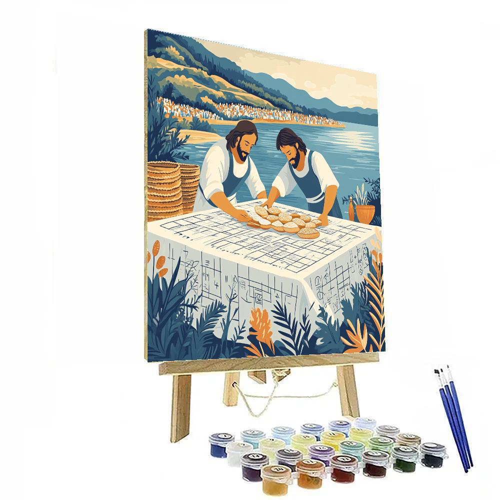 Jesus Bread And Fish Blueprint Table Number painting