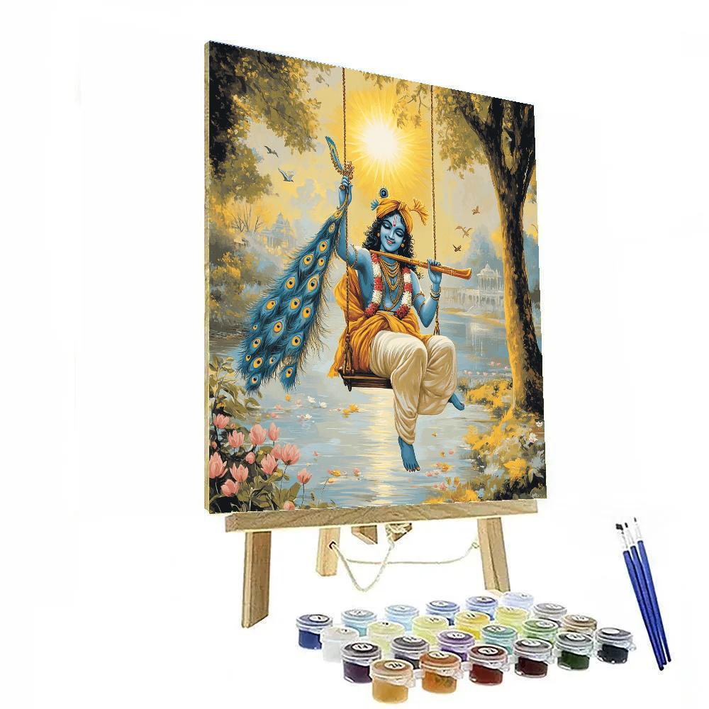 Krishna And The Sunbeam Swing On The Yamuna Paint by numbers kits