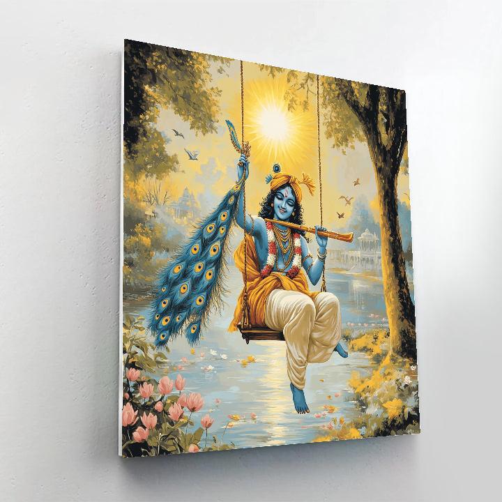 Krishna And The Sunbeam Swing On The Yamuna Paint by numbers kits