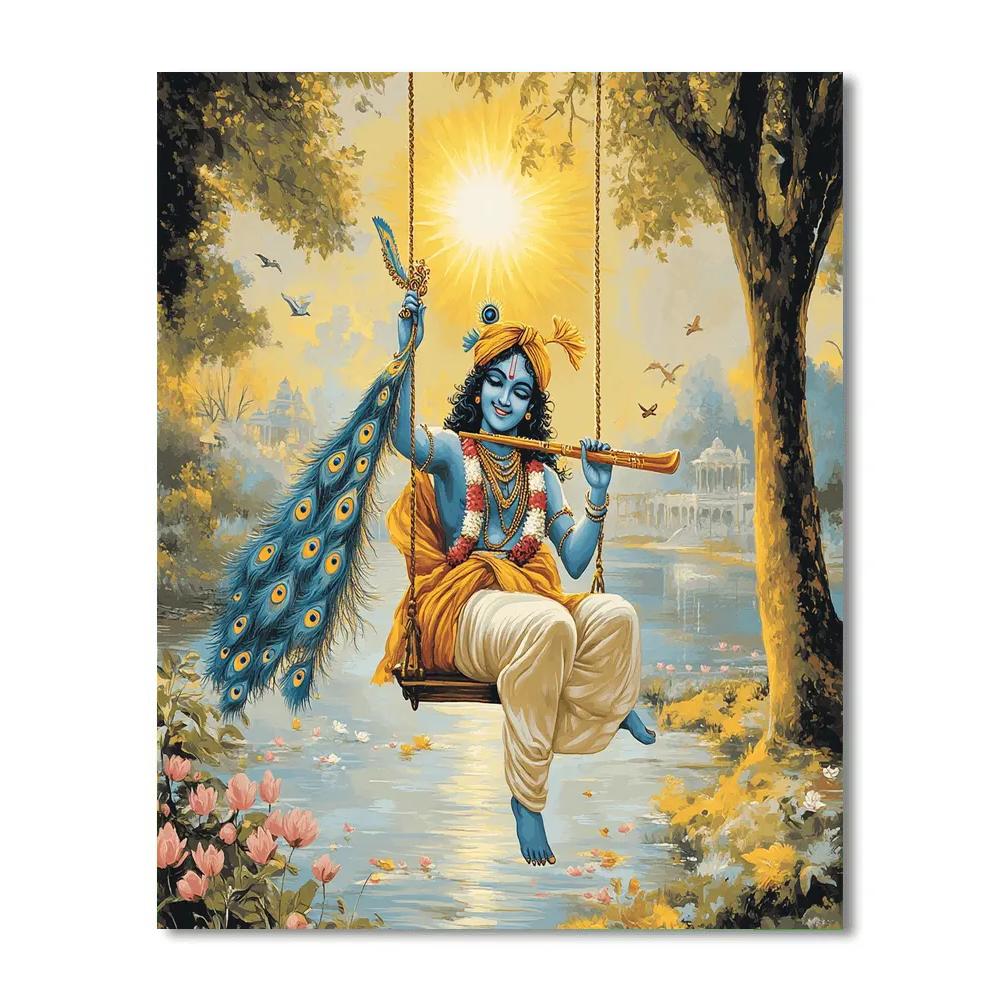 Krishna And The Sunbeam Swing On The Yamuna Paint by numbers kits