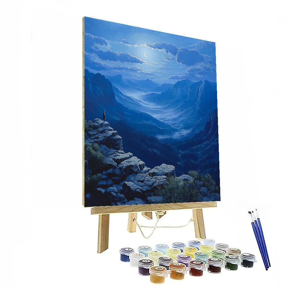Caspar David Friedrich Inspired Mountain Moonrise painting number kit
