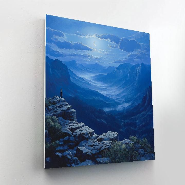 Caspar David Friedrich Inspired Mountain Moonrise painting number kit