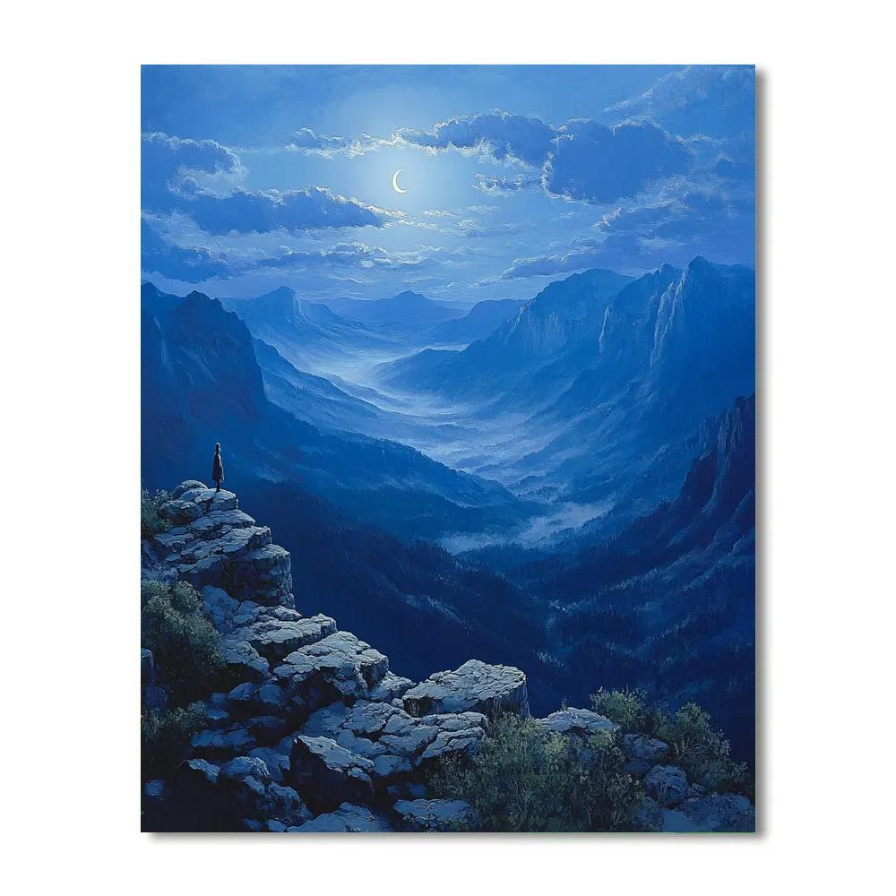 Caspar David Friedrich Inspired Mountain Moonrise painting number kit