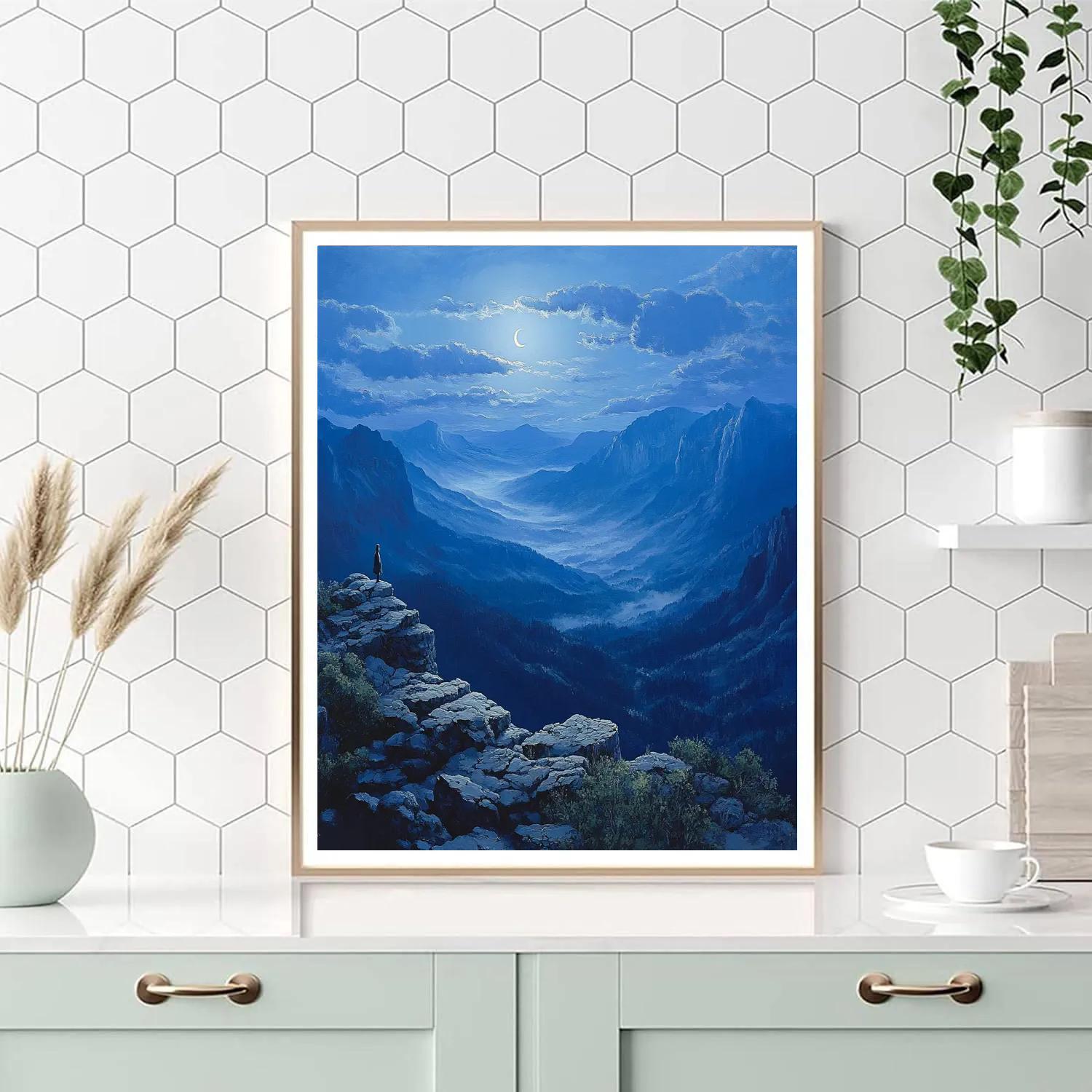 Caspar David Friedrich Inspired Mountain Moonrise painting number kit