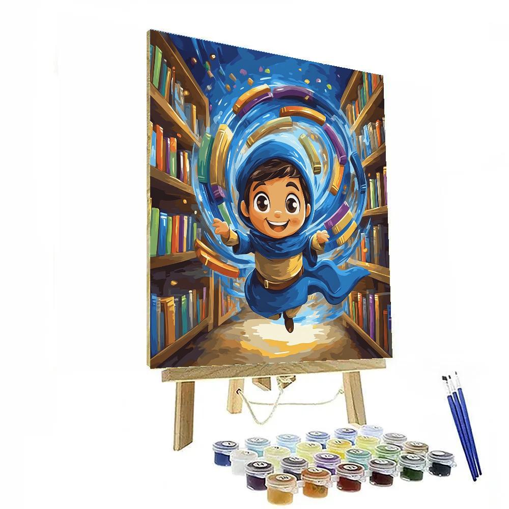 Genie Magical Library Book Swirl Paint by numbers art