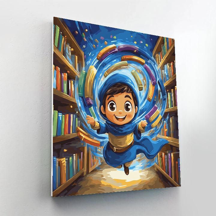 Genie Magical Library Book Swirl Paint by numbers art