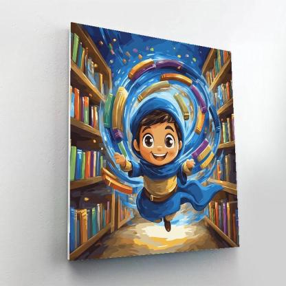 Genie Magical Library Book Swirl Paint by numbers art
