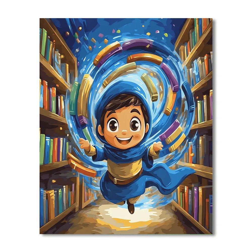 Genie Magical Library Book Swirl Paint by numbers art