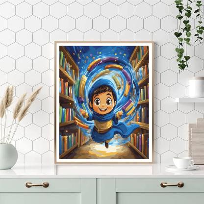 Genie Magical Library Book Swirl Paint by numbers art