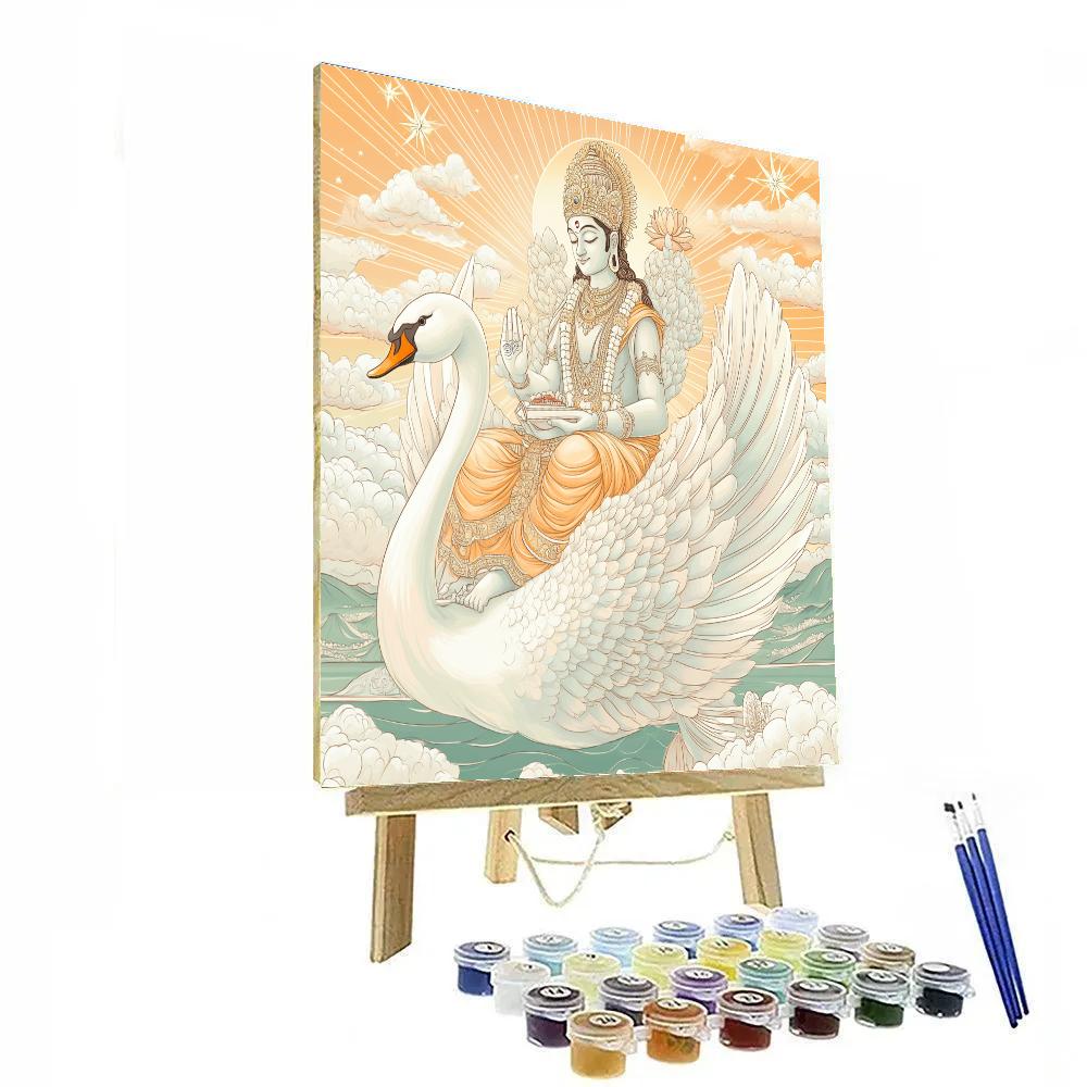 Celestial Swan Bearing Brahma Painting by numbers kit