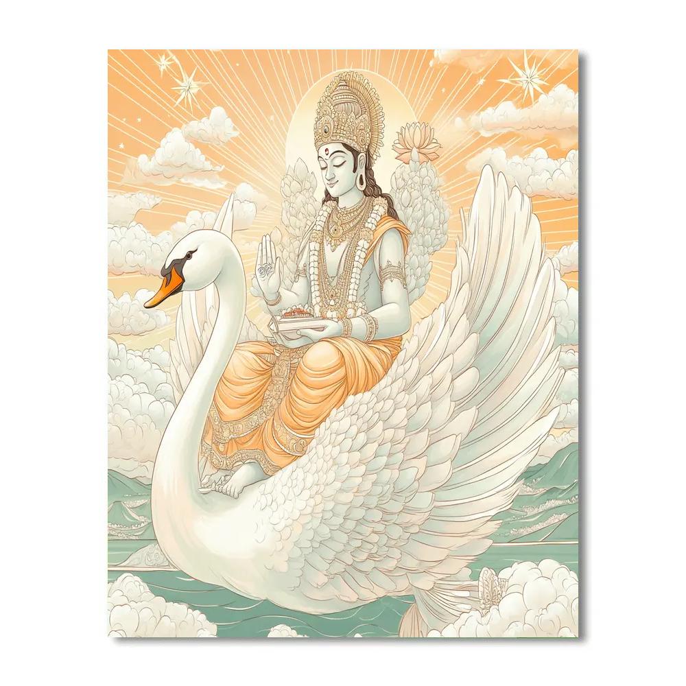 Celestial Swan Bearing Brahma Painting by numbers kit