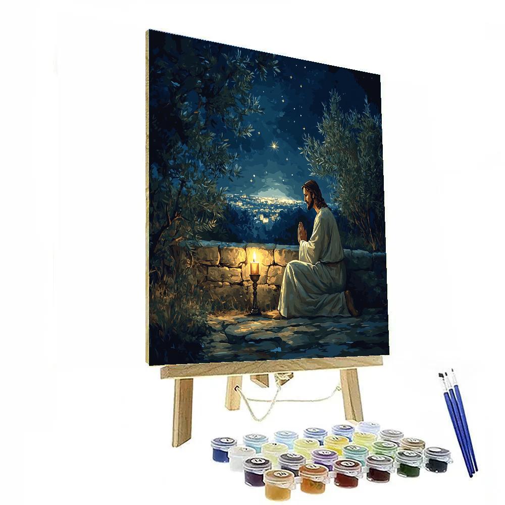 Jesus And The Midnight Oil Lamp Prayer painting number kit