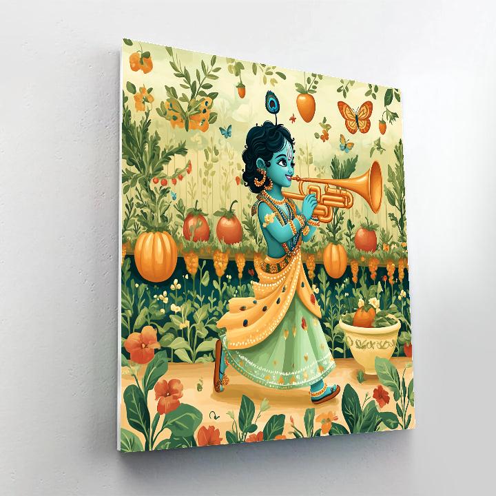 Krishna As The Garden Of Musical Vegetables paint by color