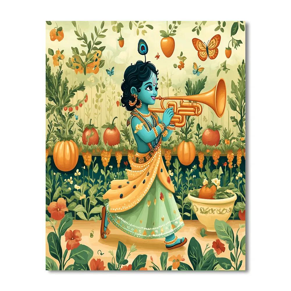 Krishna As The Garden Of Musical Vegetables paint by color