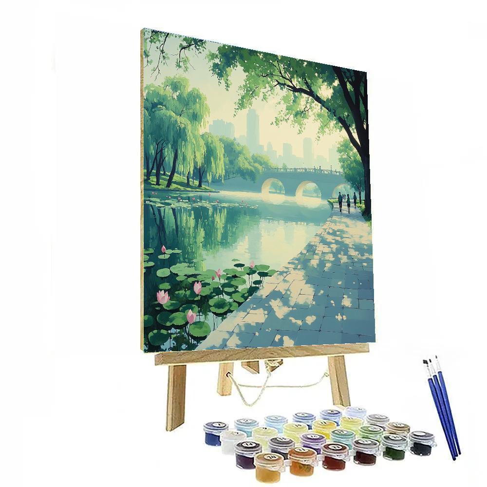 Giant Wild Goose Pagoda Park Lake View Xian China paint by color