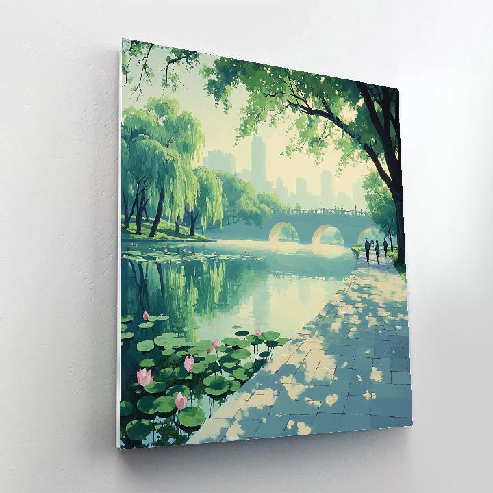 Giant Wild Goose Pagoda Park Lake View Xian China paint by color