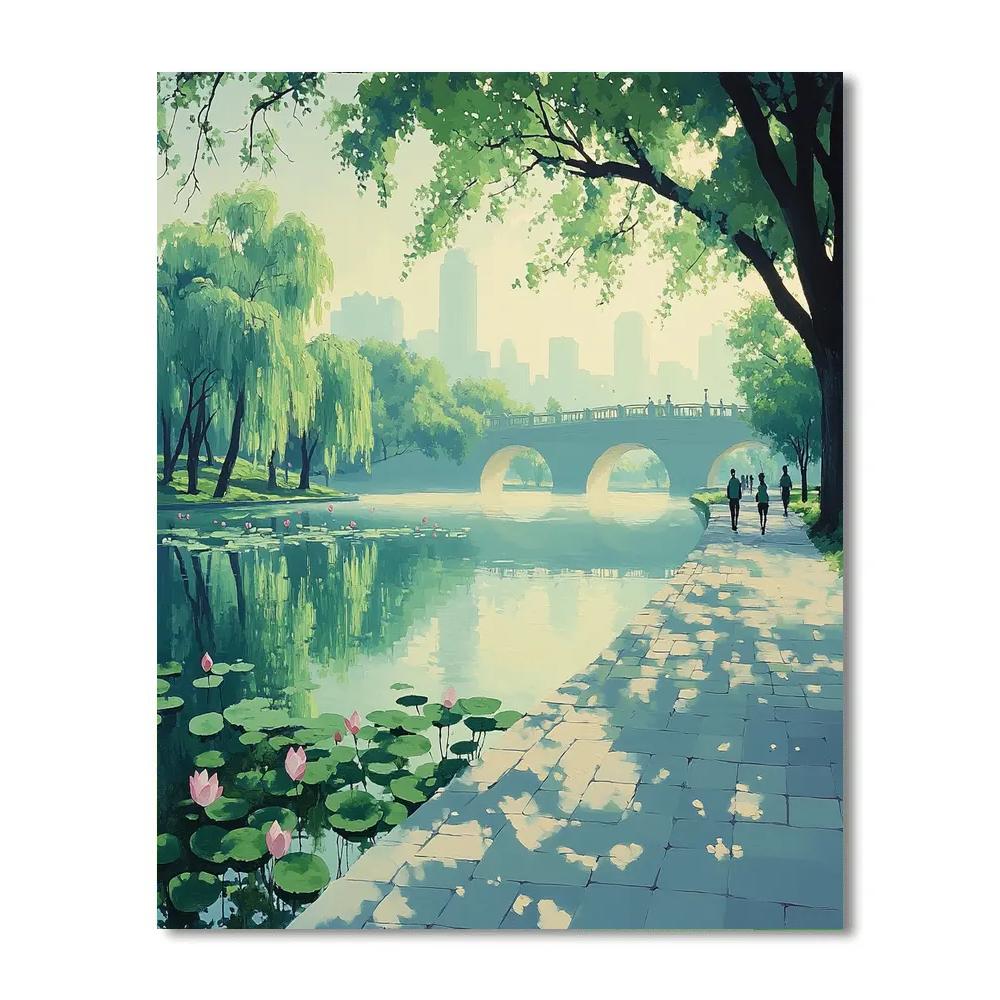 Giant Wild Goose Pagoda Park Lake View Xian China paint by color