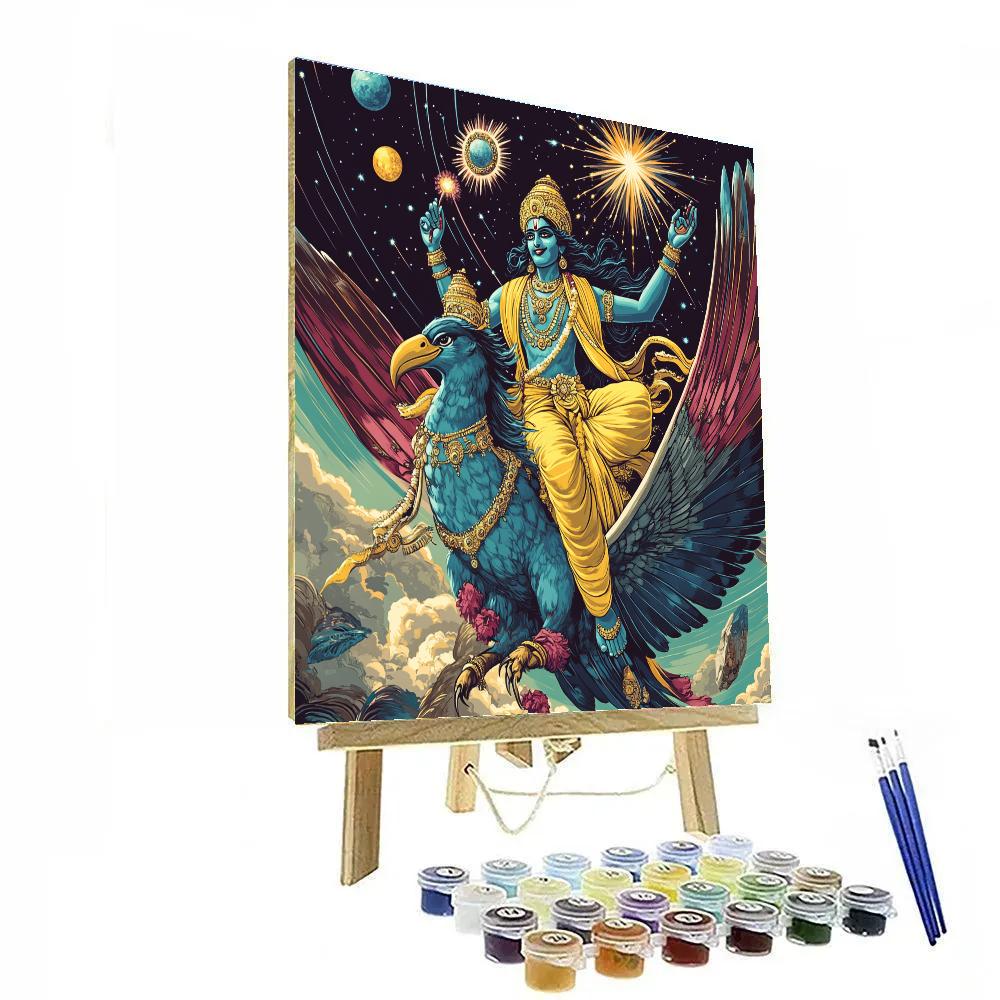 Vishnu And Garuda Crossing A Meteor Shower paint by number