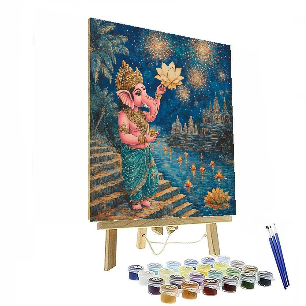 River Lantern Ganesha Procession Number painting