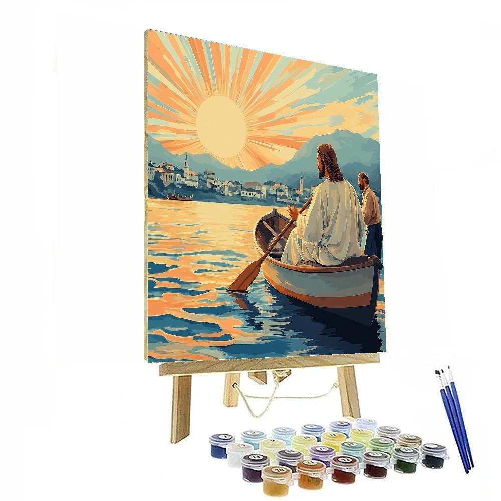Jesus Sea Of Galilee Sunrise Oar DIY paint by numbers