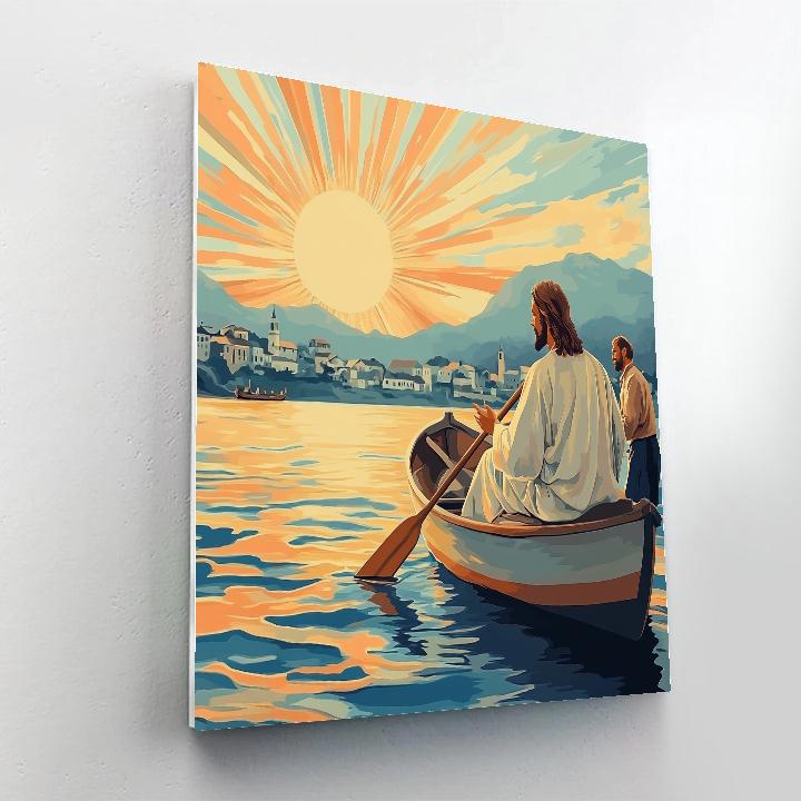 Jesus Sea Of Galilee Sunrise Oar DIY paint by numbers