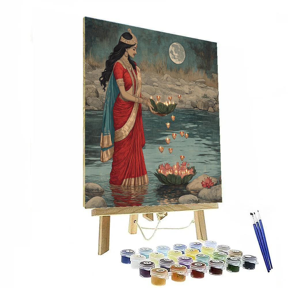 Moonlit River Offering With Parvati paint by number