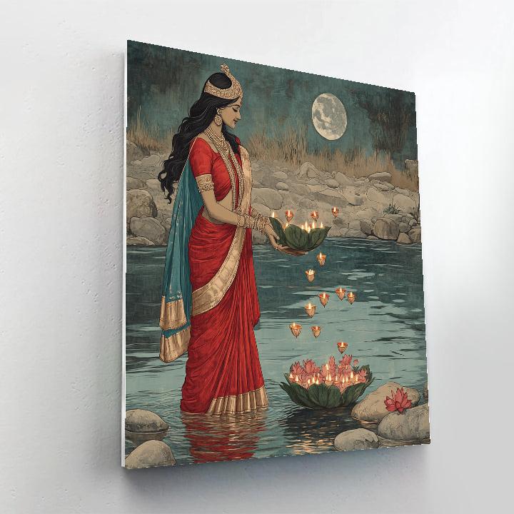 Moonlit River Offering With Parvati paint by number