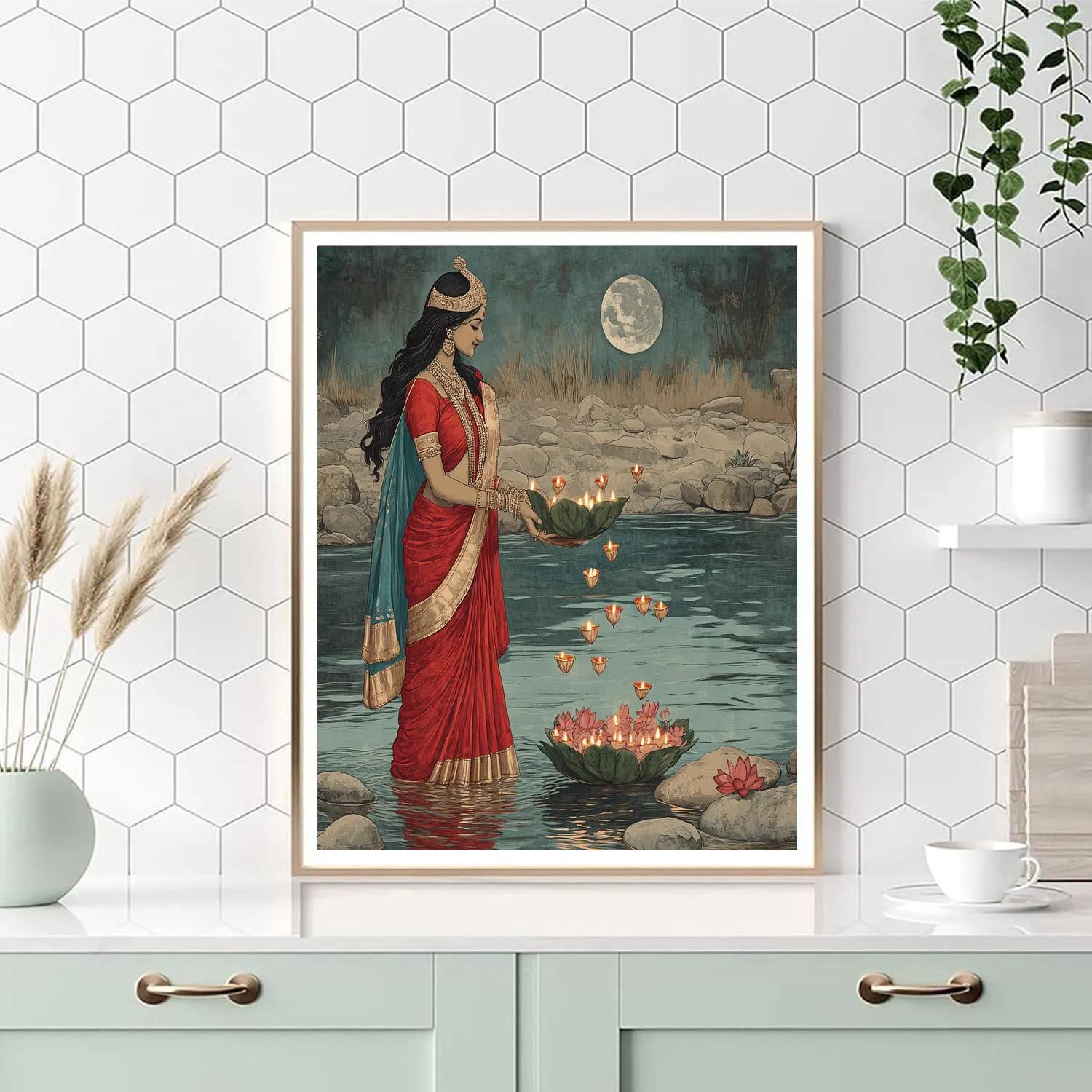 Moonlit River Offering With Parvati paint by number