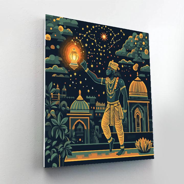 Hanuman With Lantern Constellations painting number kit