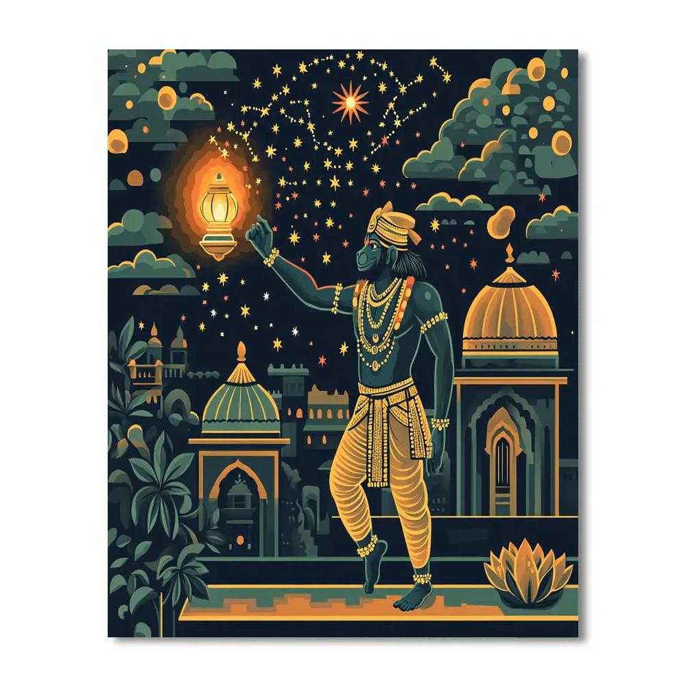 Hanuman With Lantern Constellations painting number kit