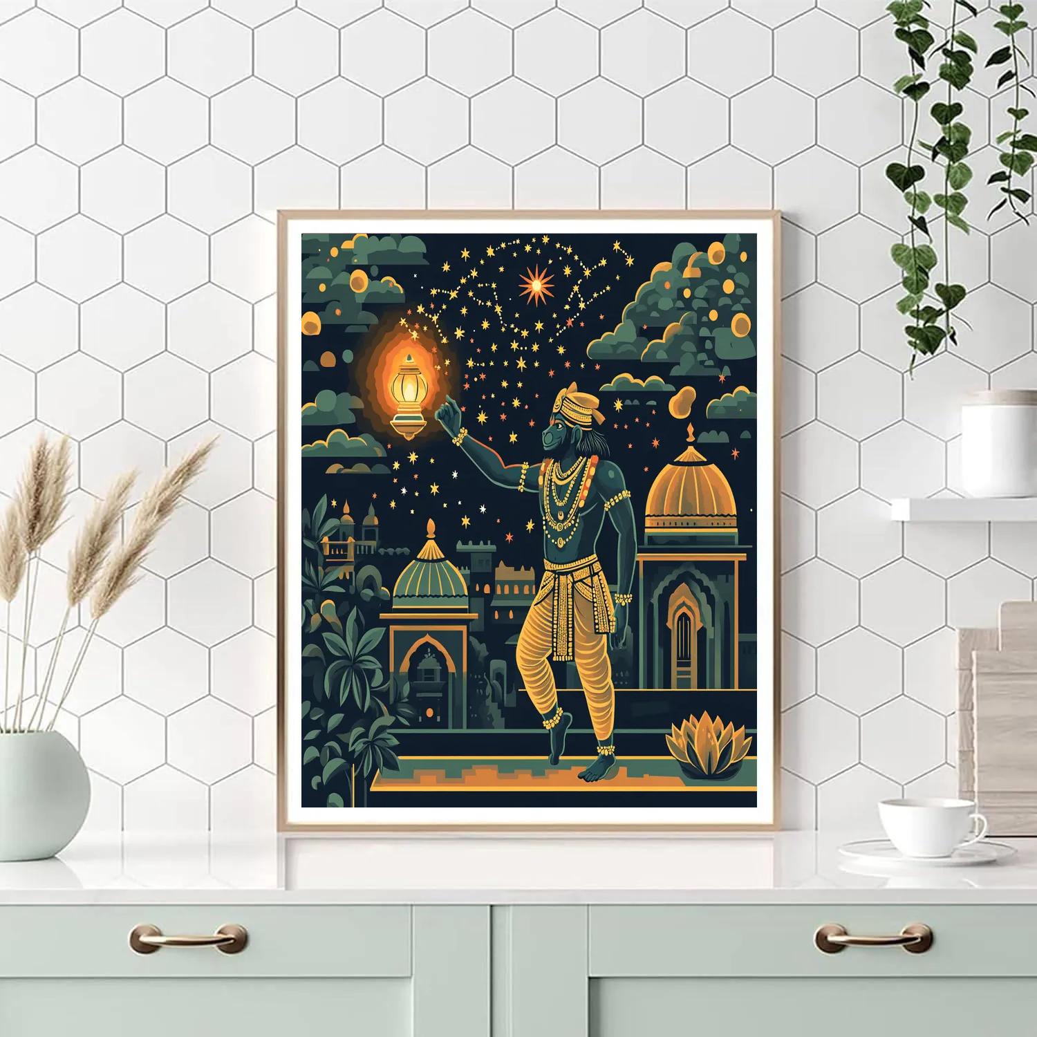 Hanuman With Lantern Constellations painting number kit