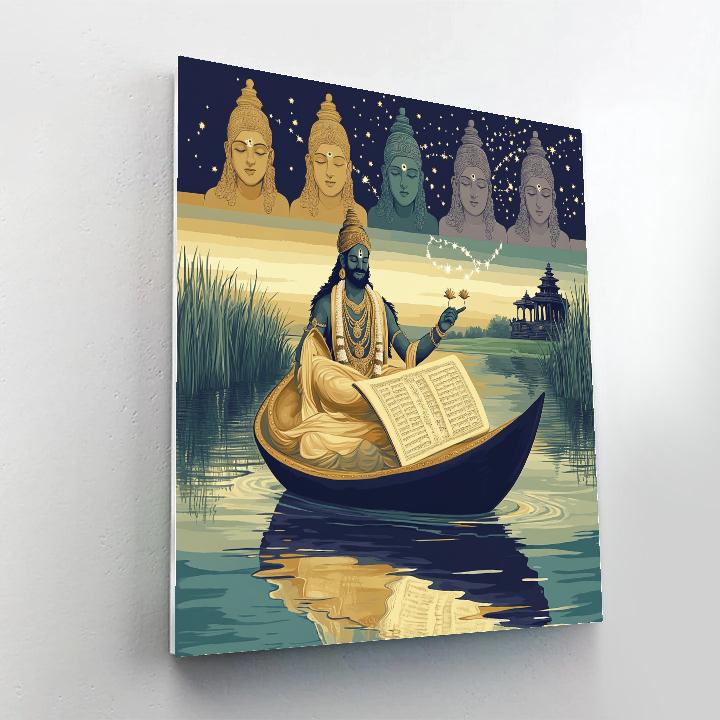 Brahma And The Cosmic Manuscript Boat Numbered painting kits
