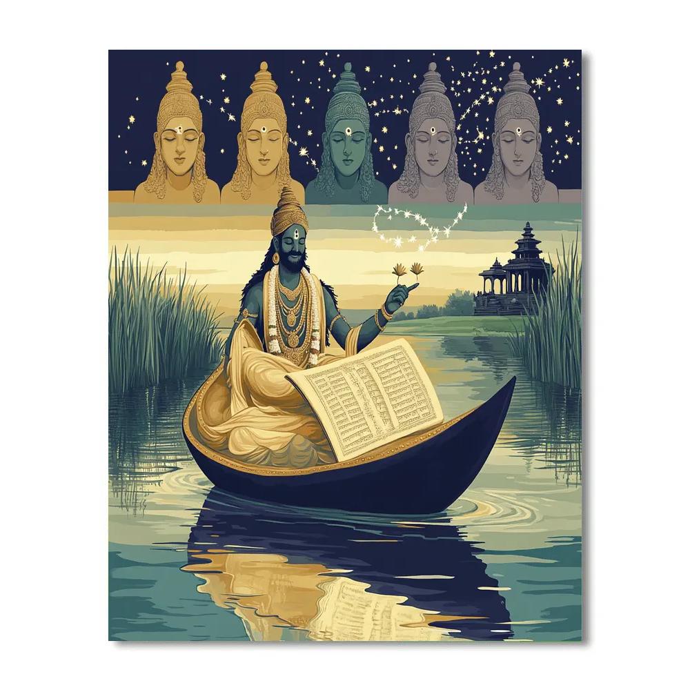 Brahma And The Cosmic Manuscript Boat Numbered painting kits