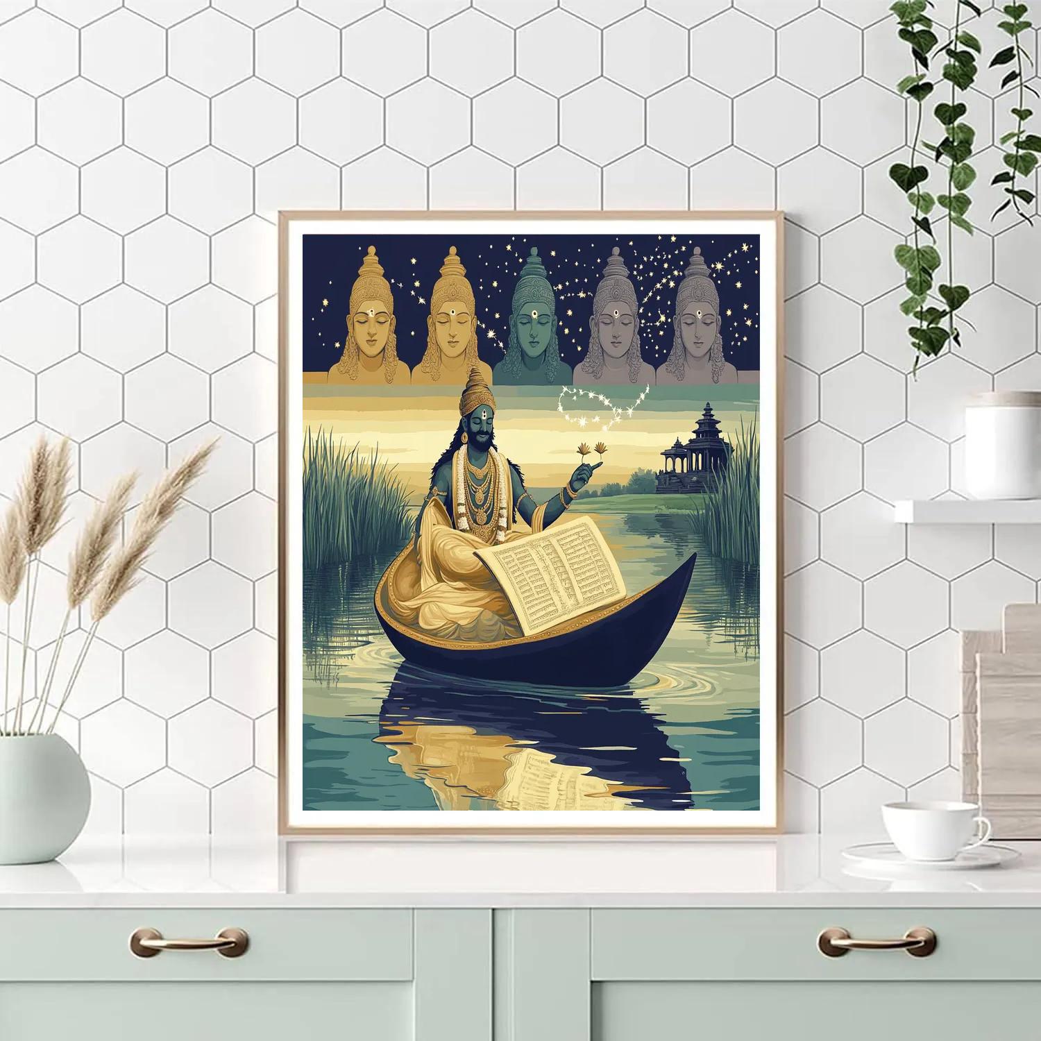 Brahma And The Cosmic Manuscript Boat Numbered painting kits