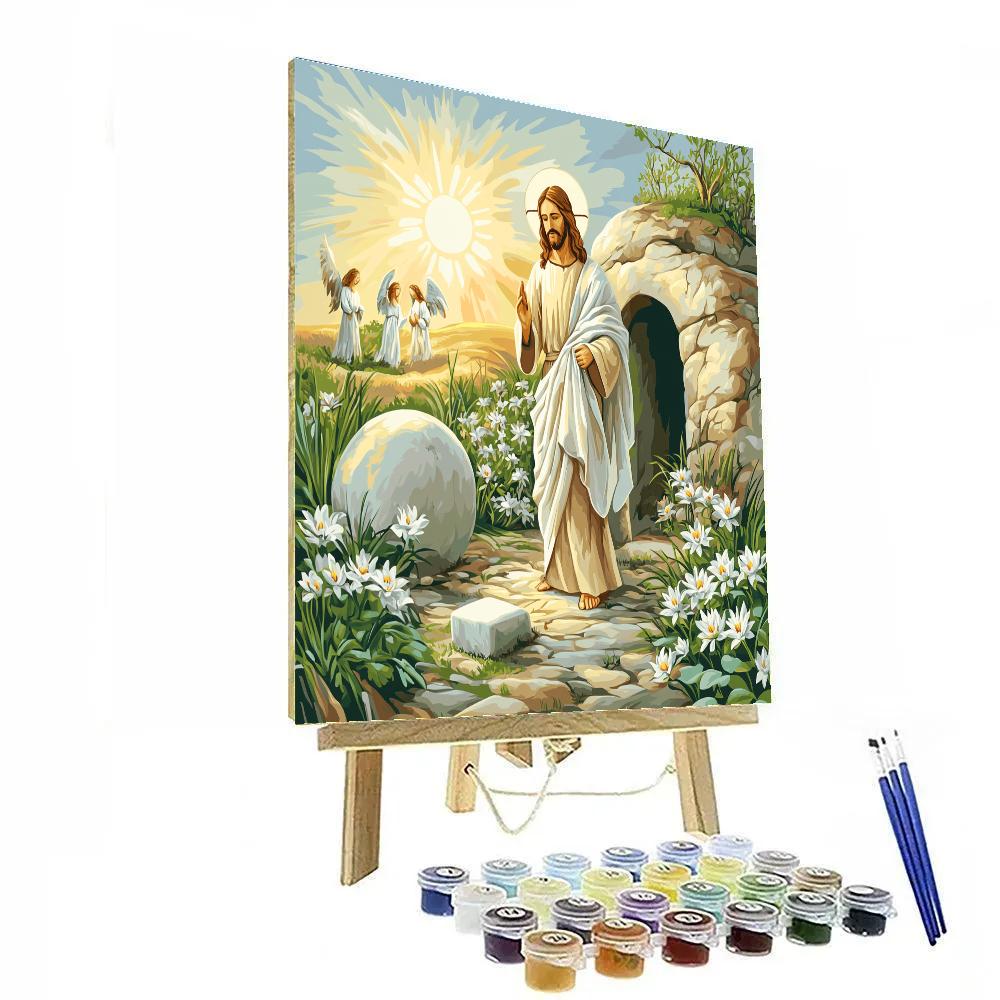 Risen Jesus In Garden Of New Dawn painting number kit
