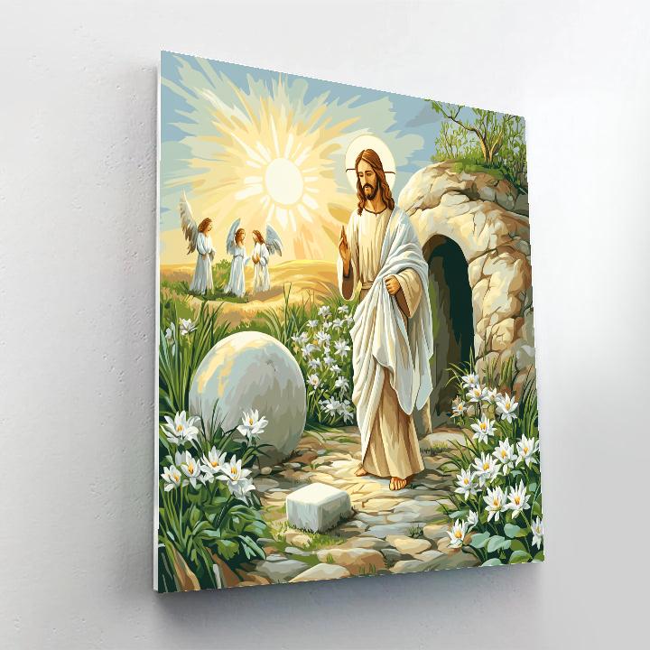 Risen Jesus In Garden Of New Dawn painting number kit