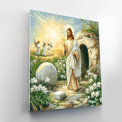 Risen Jesus In Garden Of New Dawn painting number kit