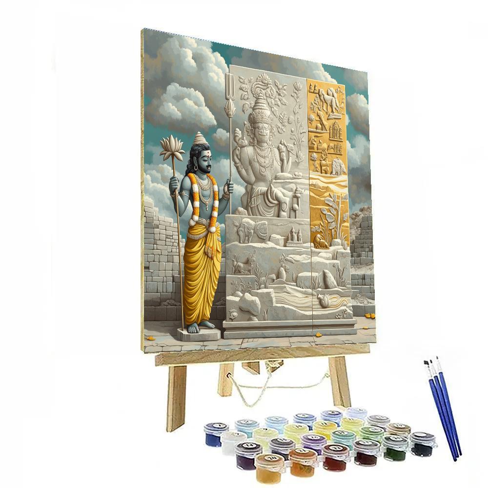 Brahma Stone Carving Of Creation DIY paint by numbers