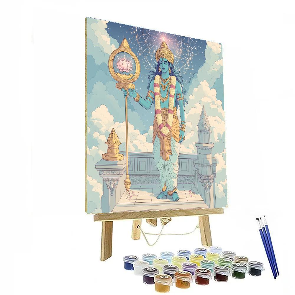 Vishnu And The Quantum Lotus Mirror paint by numbers