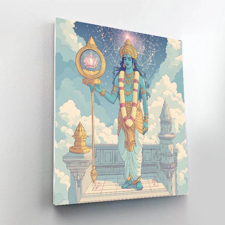 Vishnu And The Quantum Lotus Mirror paint by numbers