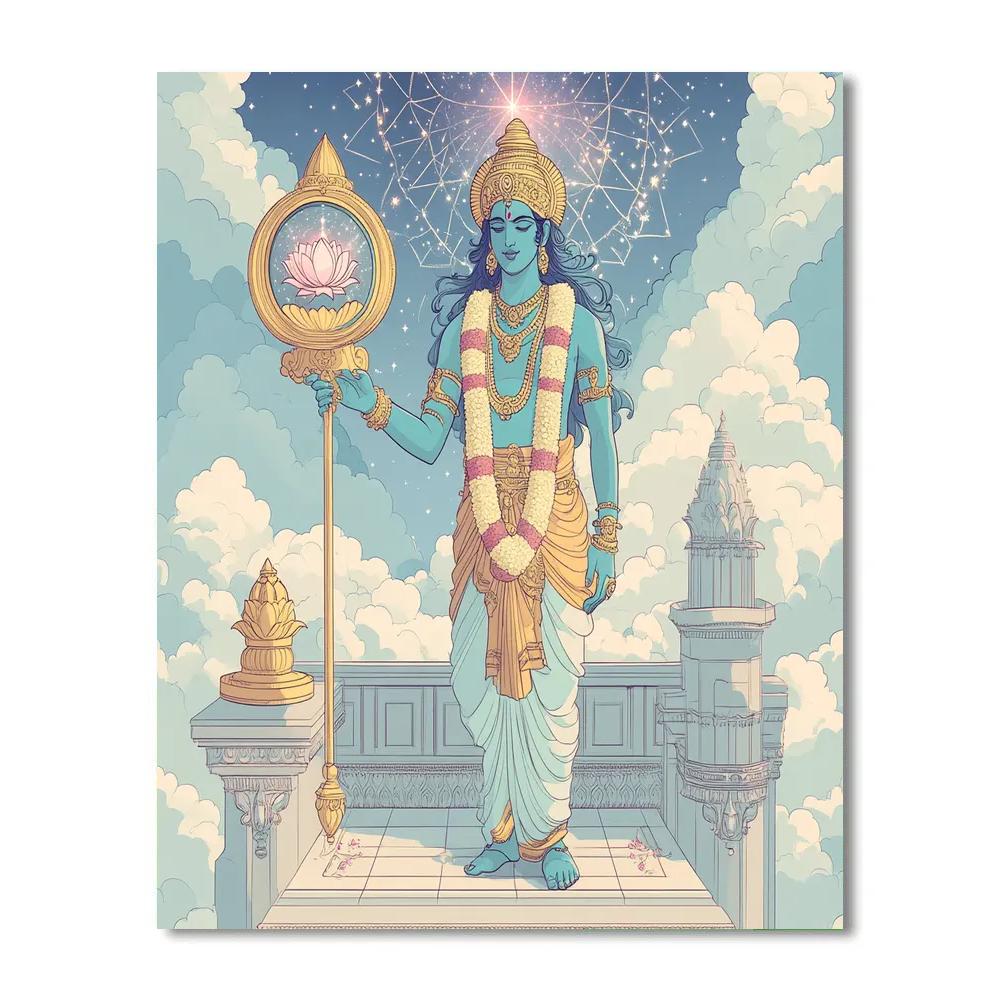 Vishnu And The Quantum Lotus Mirror paint by numbers