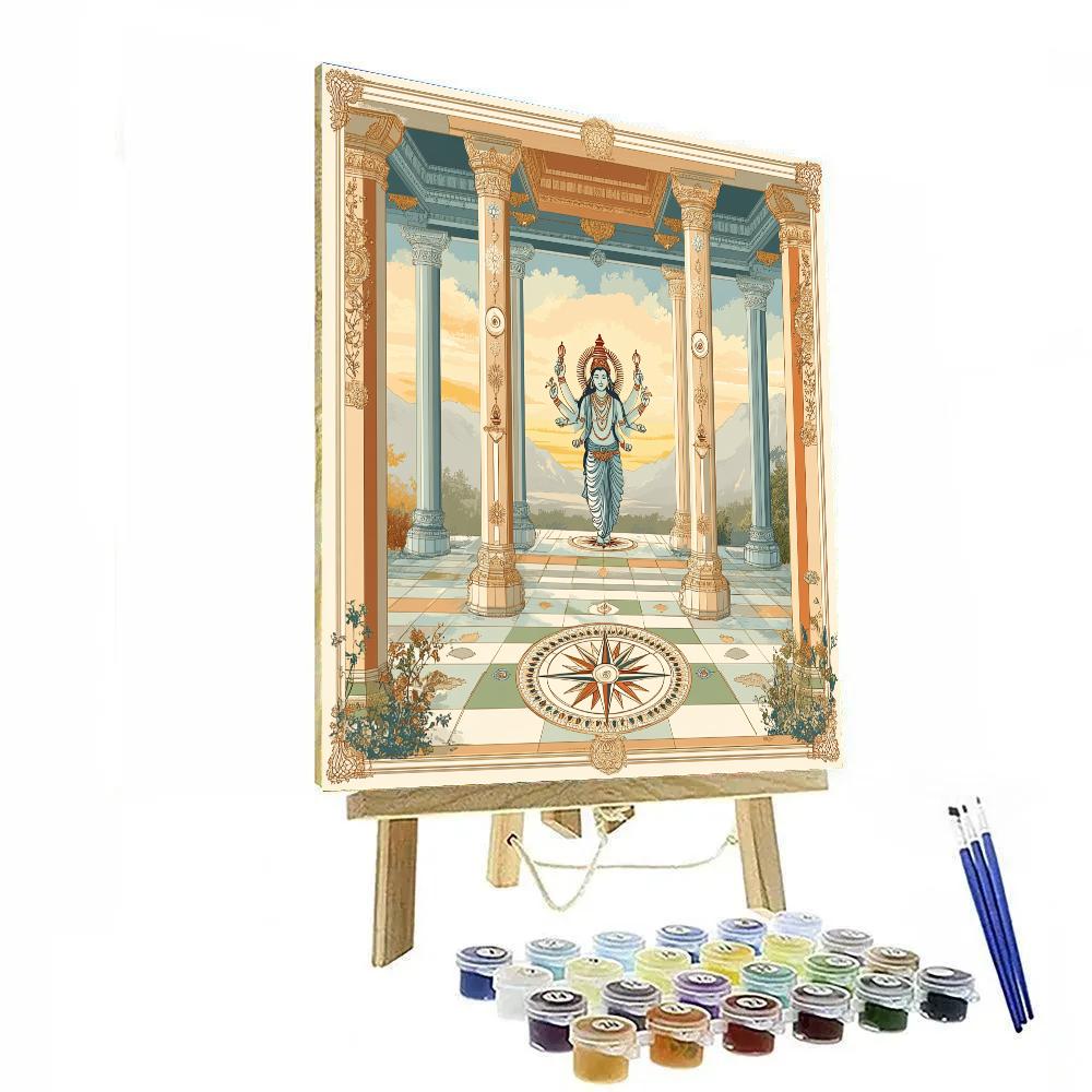 The Four Directions Pavilion Of Vishnu paint by color
