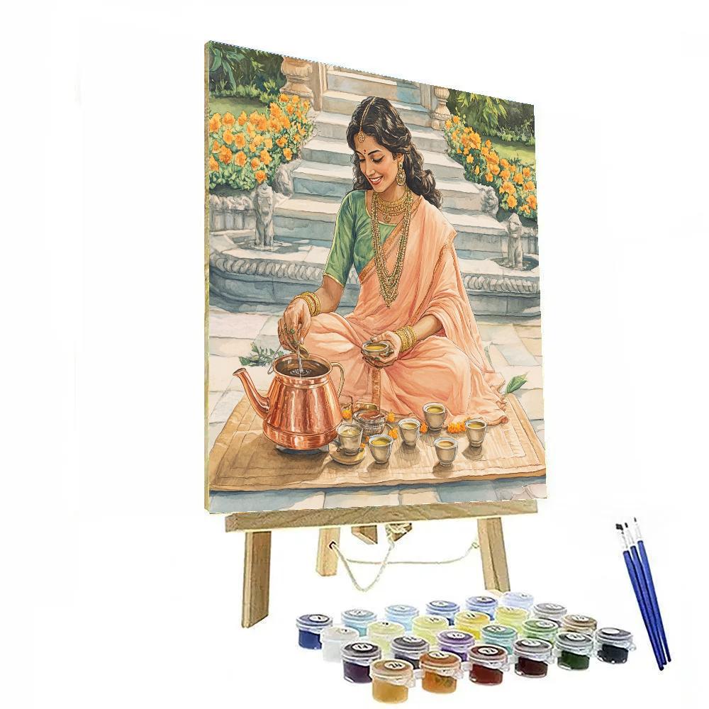Tea Ceremony Garden Parvati With Copper Kettle paint by color