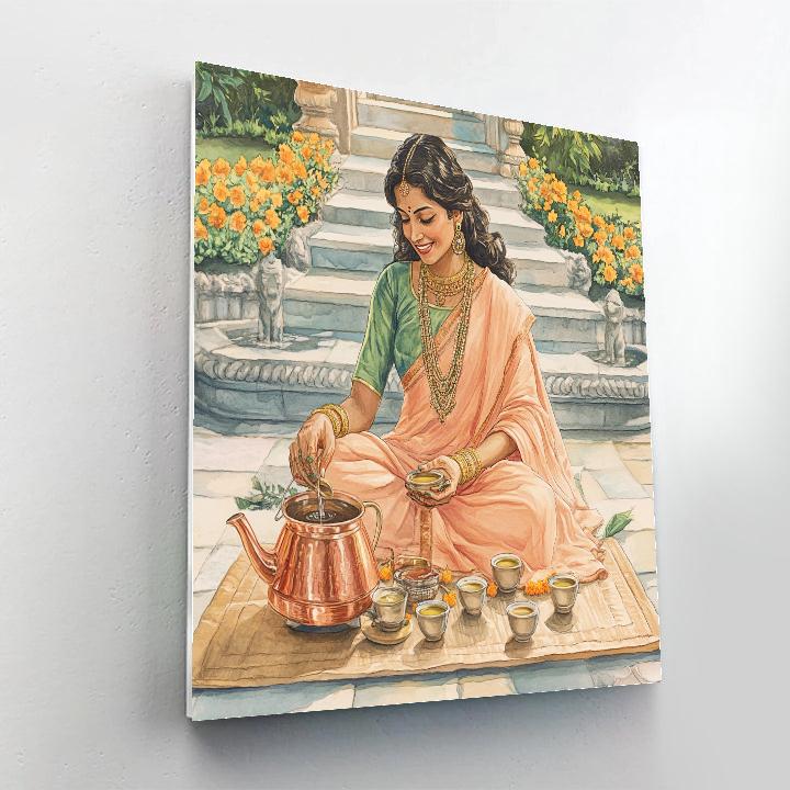 Tea Ceremony Garden Parvati With Copper Kettle paint by color