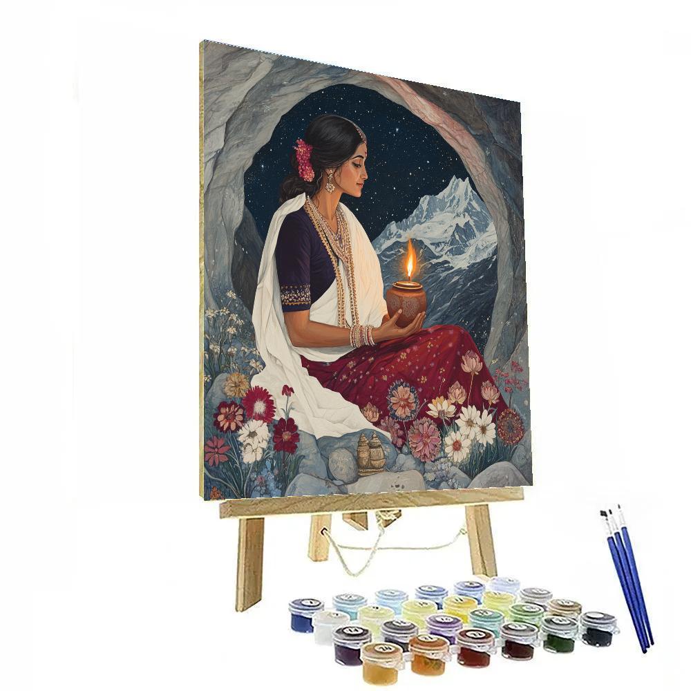 Parvati In The Mountain Cave Lamp Glow Paint by numbers art