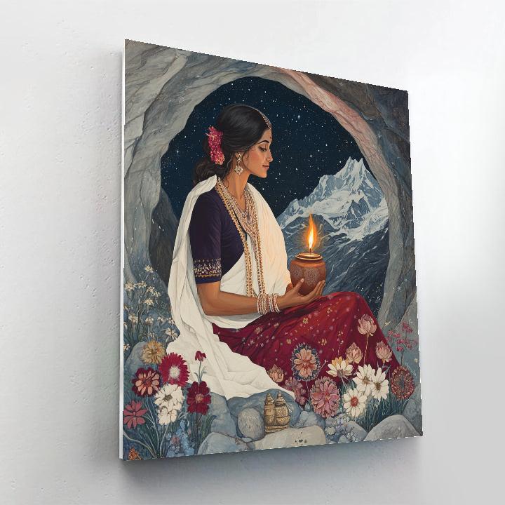 Parvati In The Mountain Cave Lamp Glow Paint by numbers art