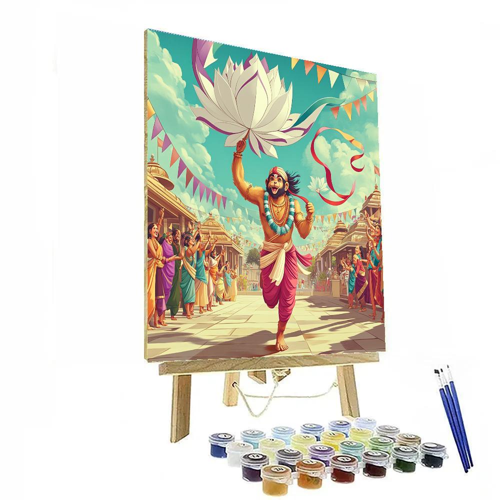 Hanuman In Paper Kite Parade paint by color