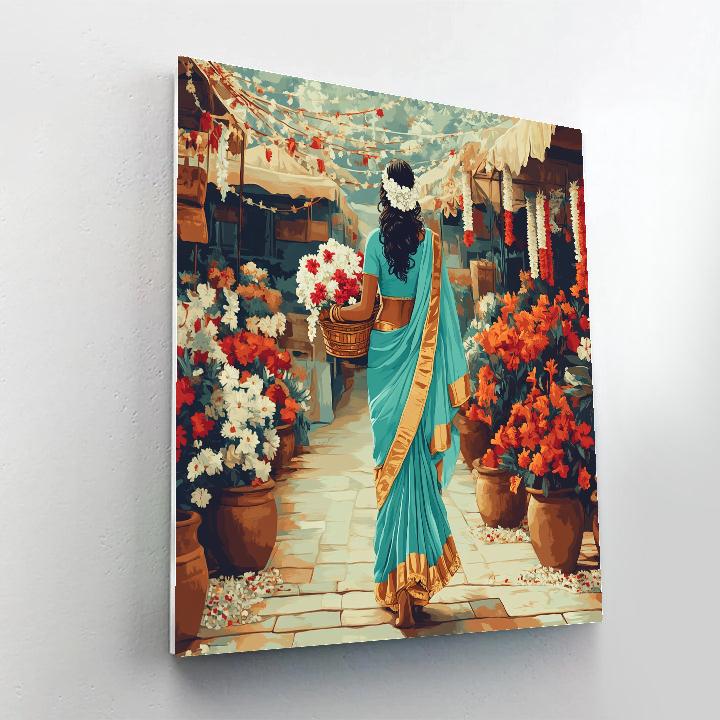 Parvati Midday Market Flower Buyer Numbered painting kits